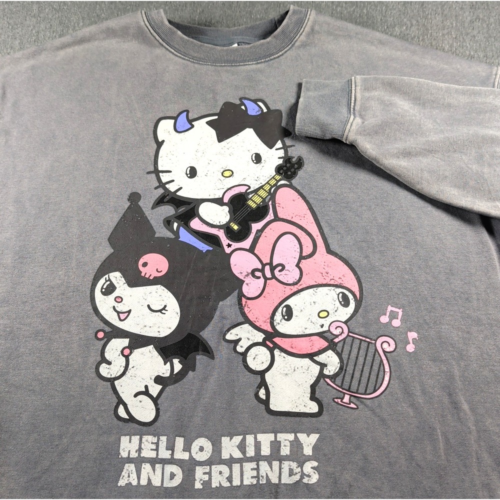 Sanrio Hello Kitty Kuromi My Melody Sweatshirt Pullover Goth Rock Band Graphic